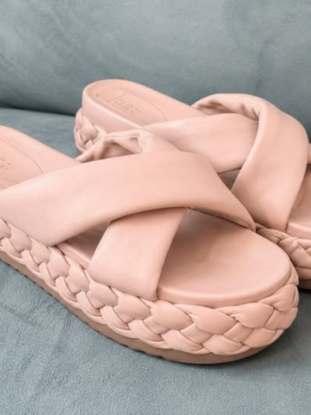 Pink Braided Platform Slide Sandals- size 10